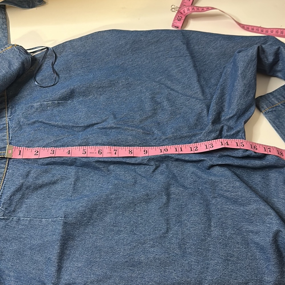 NWT Sincerely Jules Blue Jean Denim Button Down, Belted, & Wide Leg Jumpsuit L - Picture 12 of 13